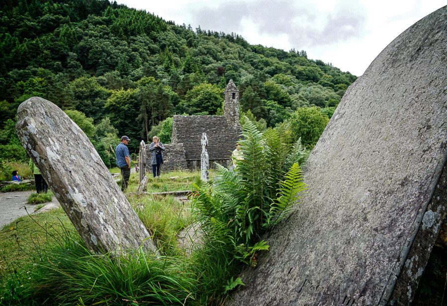 leaning headstones at glendalough ireland