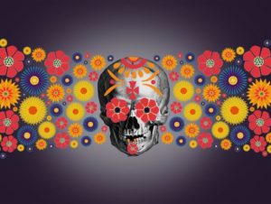 Skull with flowers by Jack Moreh
