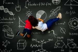 girls solving equations