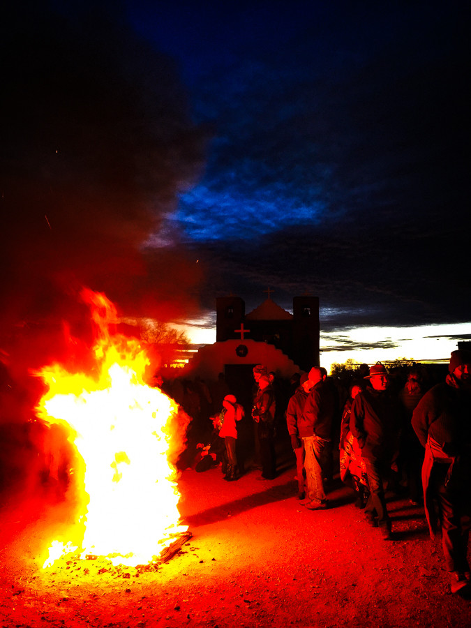 church bonfire Taos Pueblo