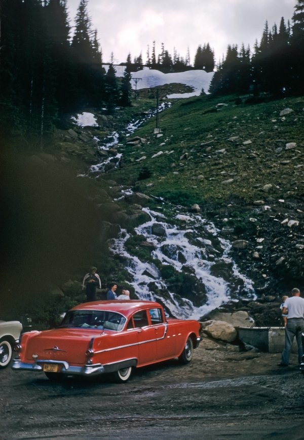 vintage red car stream